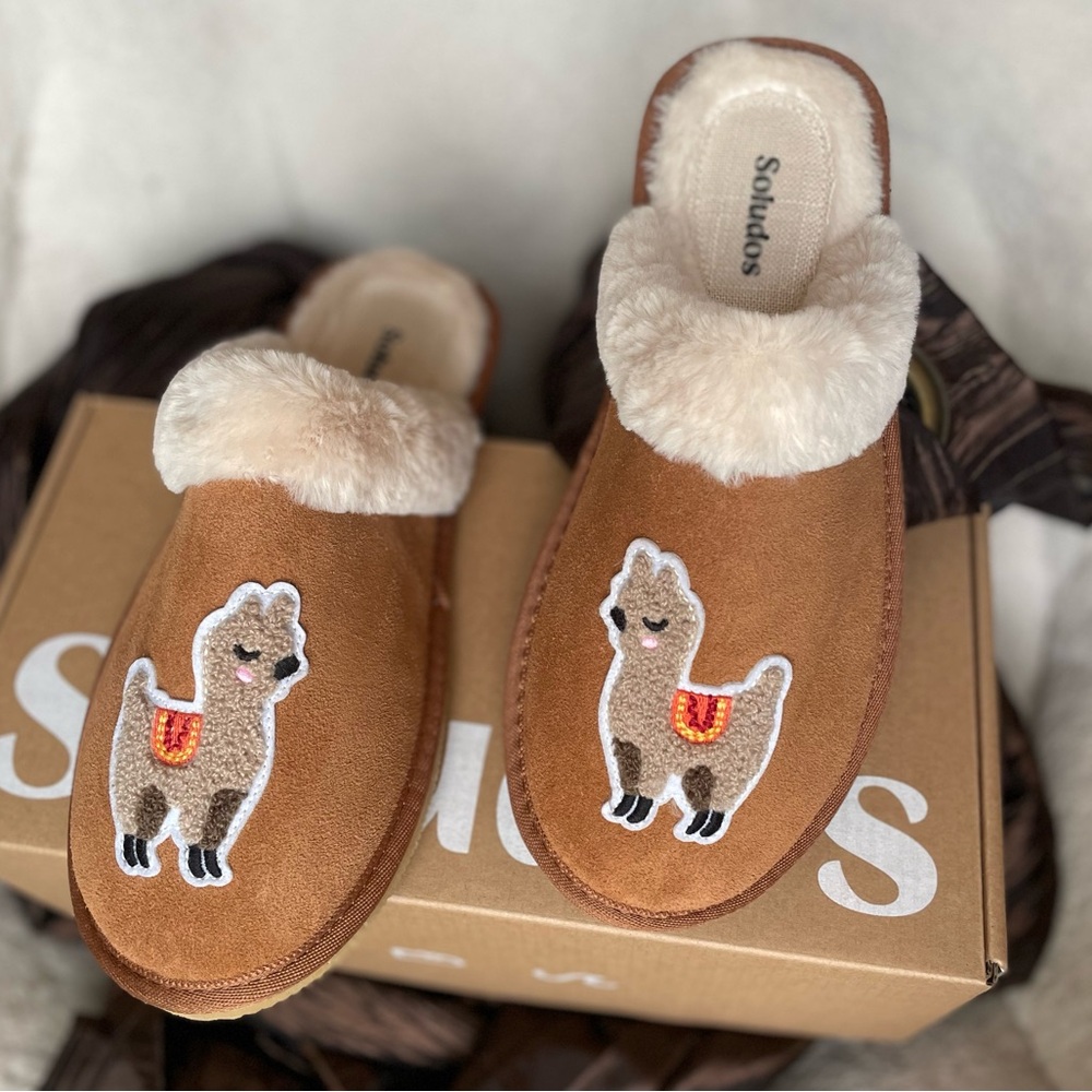 NIB Soludos Llama Cozy Slipper in Tan